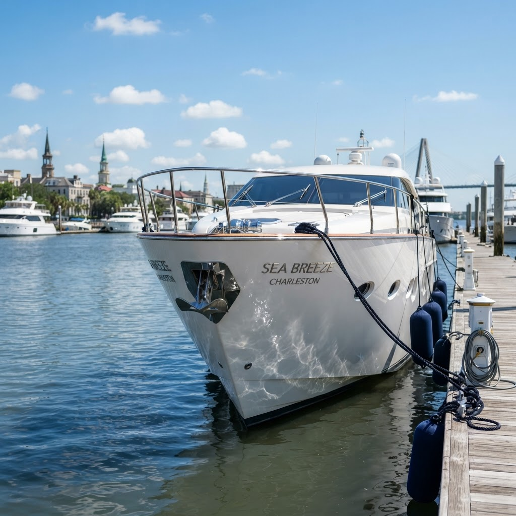 Sleek white sport yacht bow with a flawless finish